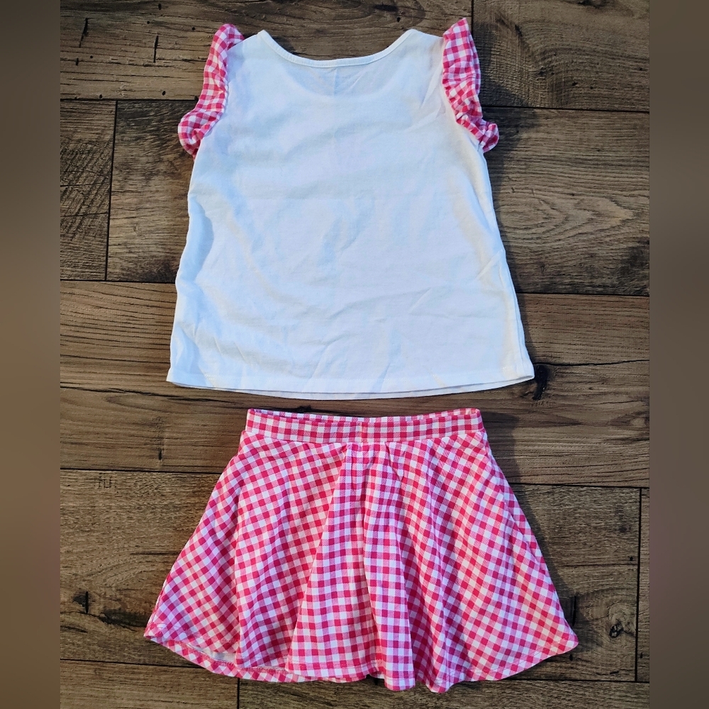Place White Tee with Pink Gingham Trim - Picture 5 of 10